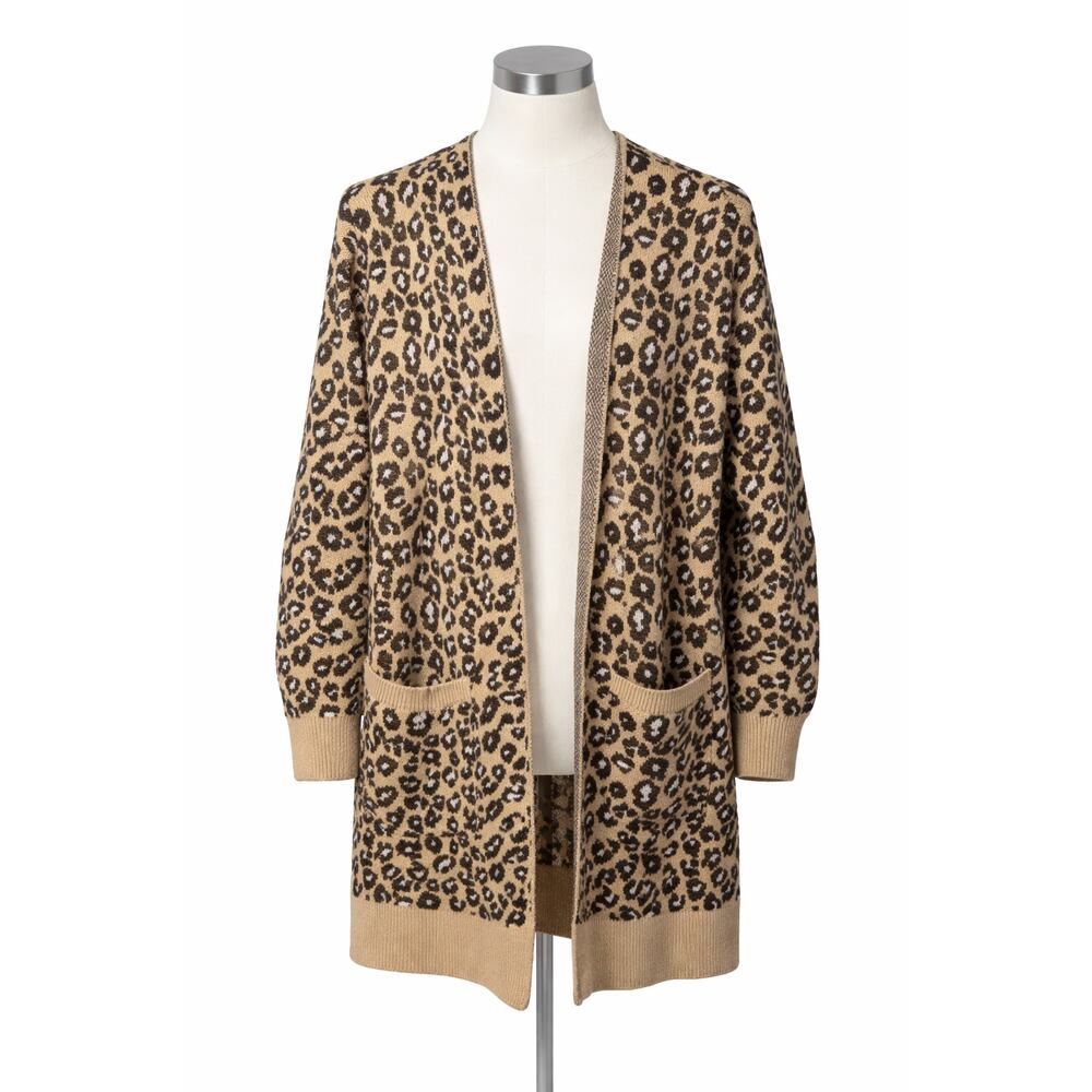Women's Leopard Print Open Front Cardigan Longline Knit Sweater from Sanctuary